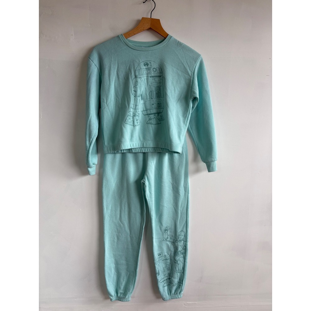 Disney 100 Star Wars Kids Mint Green R2-D2 C-3PO Sweatshirt Joggers Set L 10/12